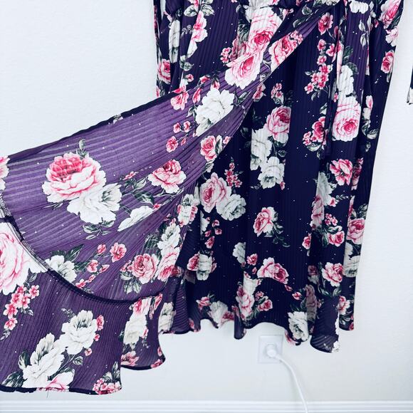 Torrid Womens Midi Dobby Satin Surplice Wrap Dress Size 3X Romantic Roses Floral - Picture 9 of 14